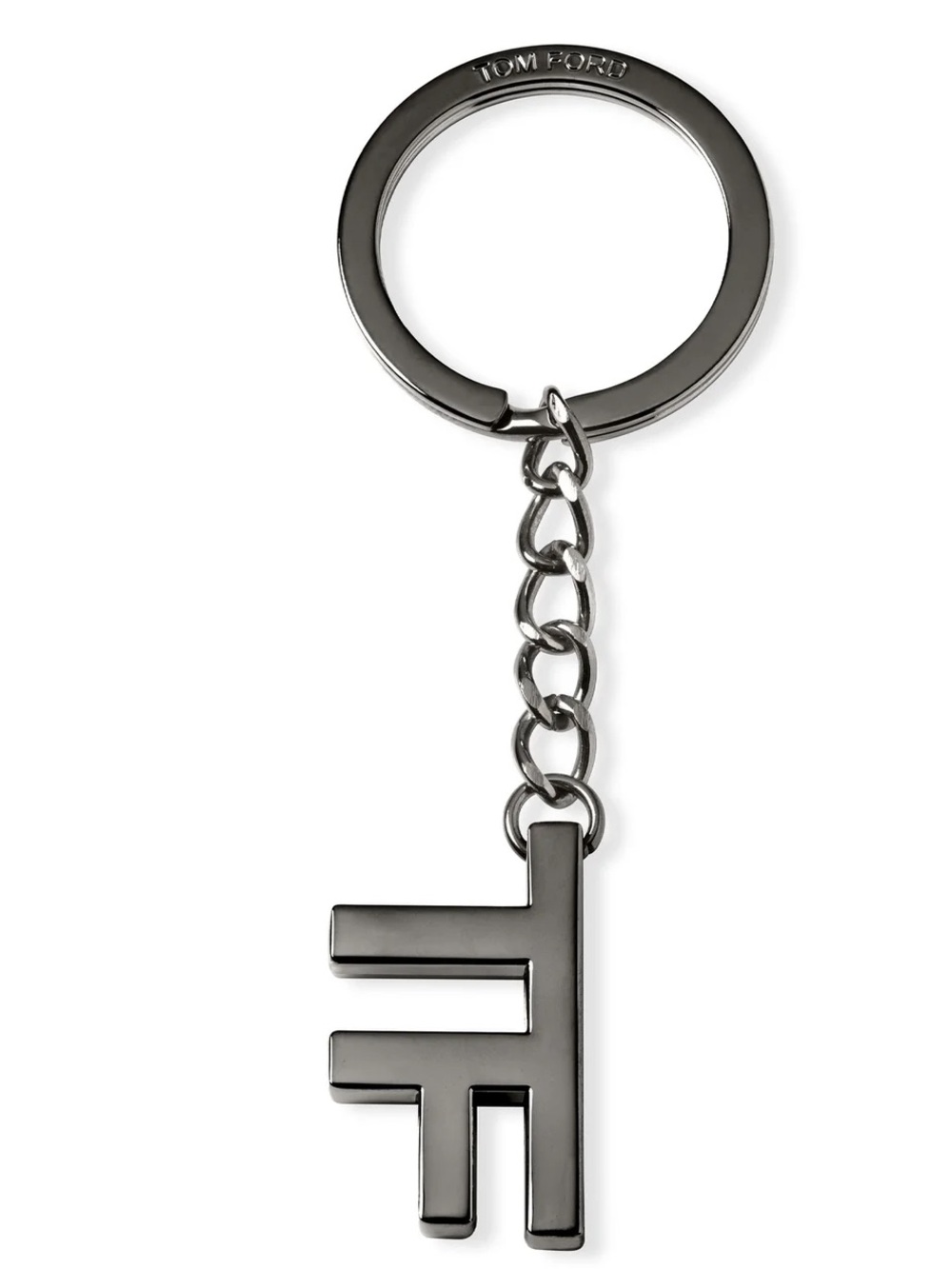 Tom Ford Beauty Metallic Gunmetal TF Logo Keychain - Picture 5 of 7